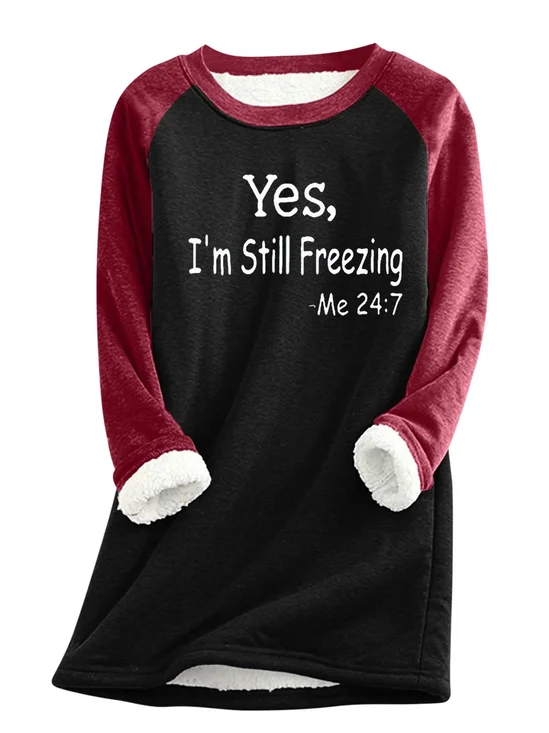 Sweat-shirts Femmes Décontracté Hiver Lettres de texte Polyester Aucune élasticité Coupe Régulière Col Rond Droit en Toison