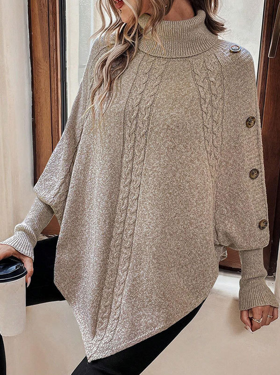 Pulls Femmes Décontracté Plain Printemps / Automne Micro-élasticité Quotidien Ample Col Roulé Droit Régulier