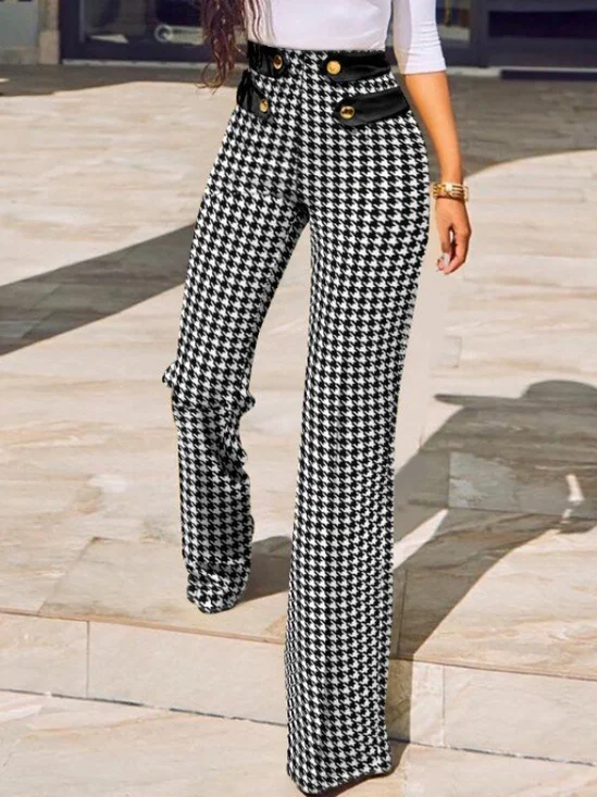 Pantalons Décontracté Printemps / Automne Plaid Naturel Micro-élasticité Quotidien Ample Tissu pelucheux/polaire granuleux Régulier pour Femmes