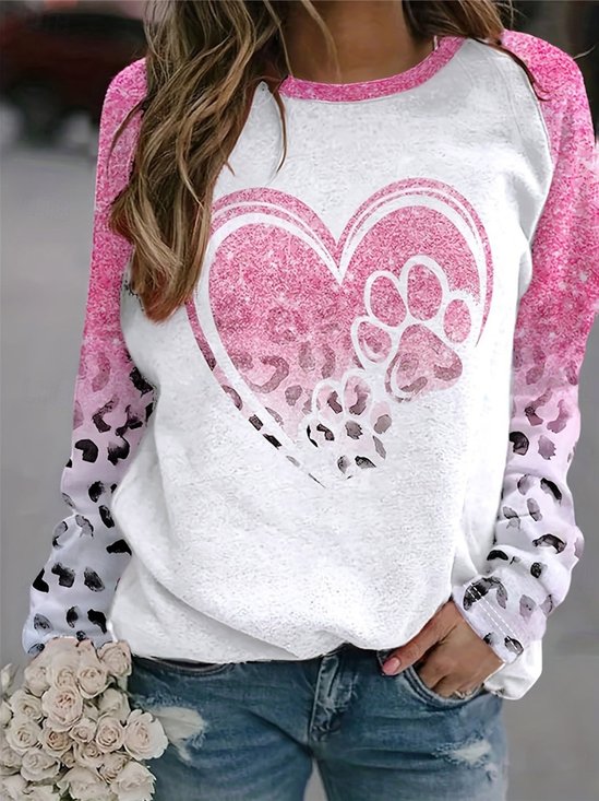 Sweat-shirts Décontracté Imprimé d'Animal Printemps / Automne Polyester Imprimé Naturel Quotidien Manches Longues Régulier pour Femmes