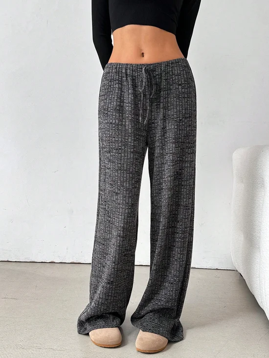 Pantalons Femmes Rayé Décontracté Printemps / Automne Naturel Micro-élasticité Quotidien Ample Droit Régulier