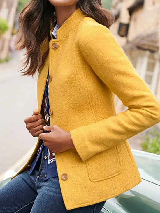 Blousons Rétro Plain Printemps / Automne Polyester Aucune élasticité Taille Moyenne Manches Longues Régulier Régulier pour Femmes