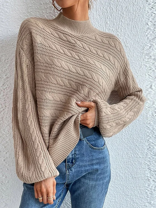 Pulls Décontracté Plain Printemps / Automne Naturel Quotidien Ample Manches Longues Laine/Tricot Régulier pour Femmes