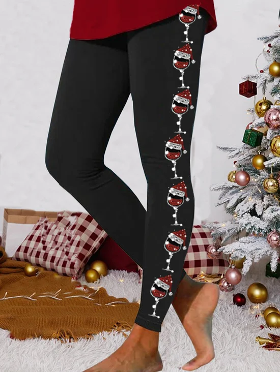 Pantalons De Yoga Femmes Décontracté Toutes Les Saisons Noël à Haute Élasticité Quotidien Taille Moyenne Pantalon à la cheville Droit Régulier