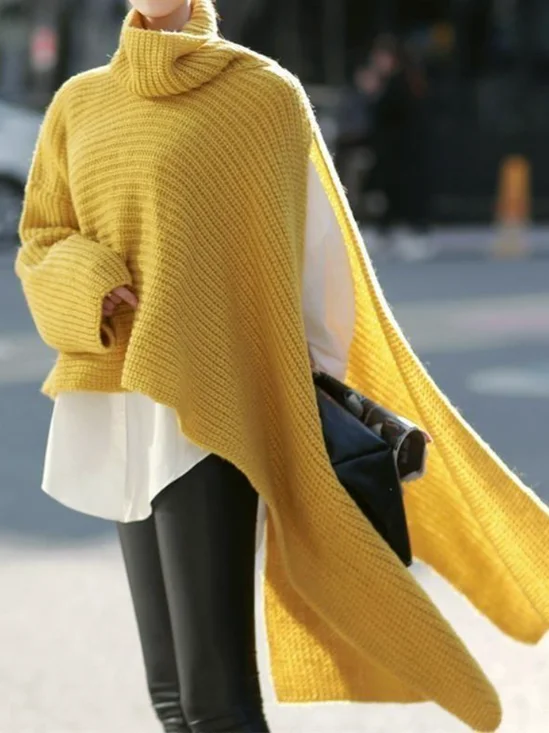 Pulls Décontracté Plain Printemps / Automne Micro-élasticité Quotidien Ample Régulier Droit Régulier pour Femmes