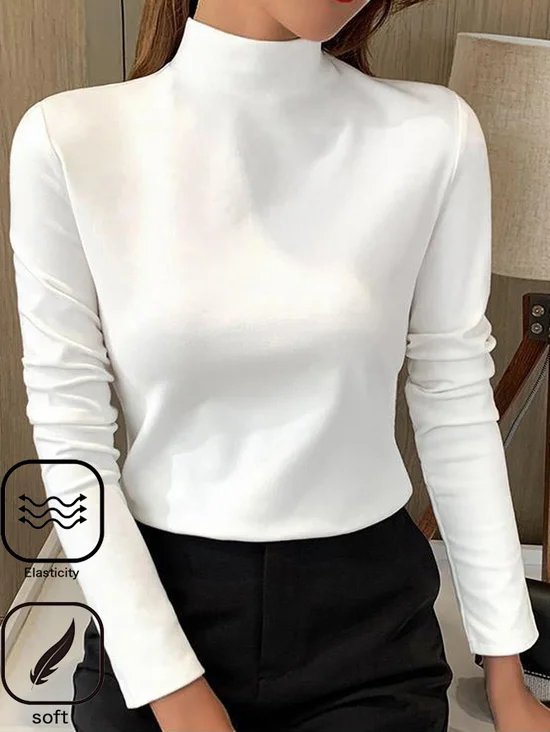 T-shirts Décontracté Plain Printemps / Automne Polyester Quotidien Coupe Régulière Régulier Régulier Faux Col pour Femmes