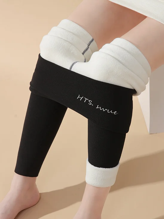 Pantalons De Yoga Décontracté Hiver Noël à Haute Élasticité Faire la navette Serré Tissu pelucheux/polaire granuleux Collant en Toison pour Femmes