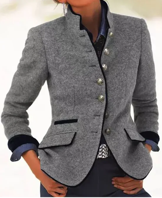 Blousons Rétro Plain Printemps / Automne Aucune élasticité Quotidien Taille Moyenne Manches Longues Ligne X Régulier pour Femmes