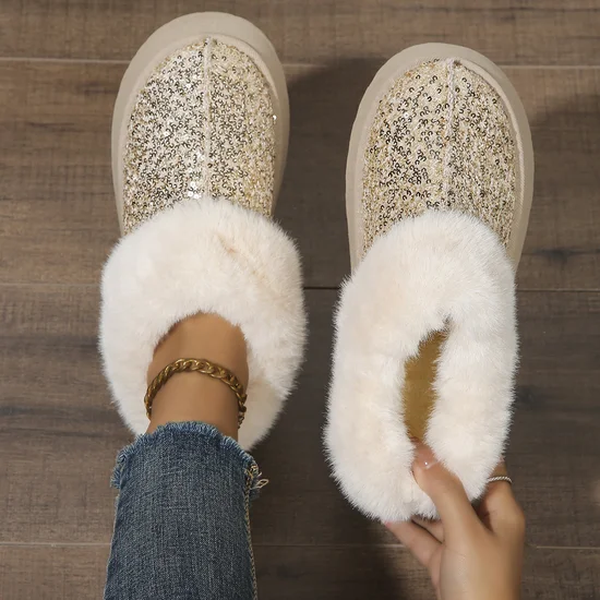 Rembourré de Coton Bottes Simple Plain Hiver Peluche Quotidien Bottes de Neige à Talon Plat Caoutchouc à Enfiler pour Femmes