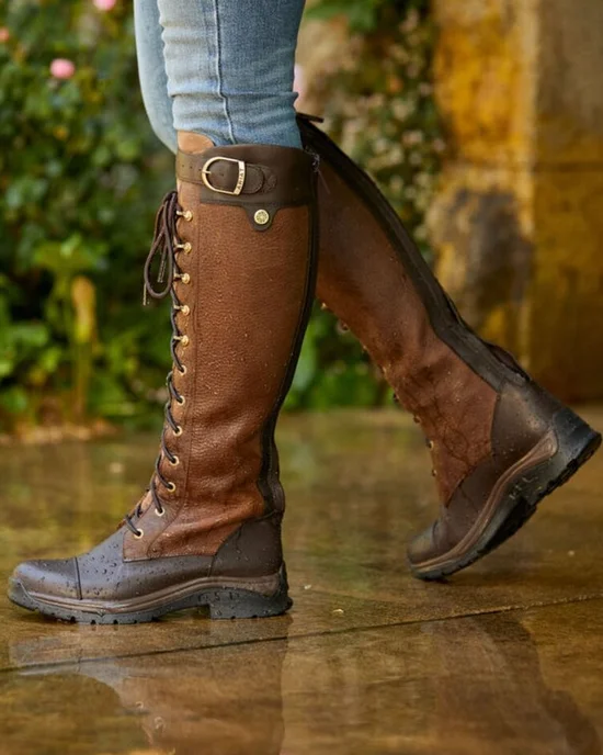 Bottes d'Extérieur Femmes Rétro Plain Automne Zip Vacances Bottes de Combat Talon de Bloc Bout Rond Caoutchouc