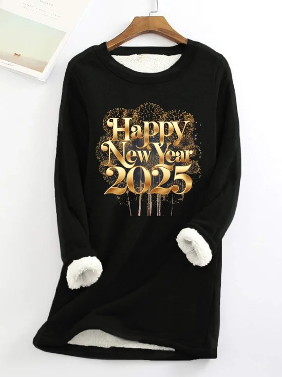 Sweat-shirts Femmes Décontracté Hiver Noël Naturel Quotidien Ample Col Rond Mi-long en Toison