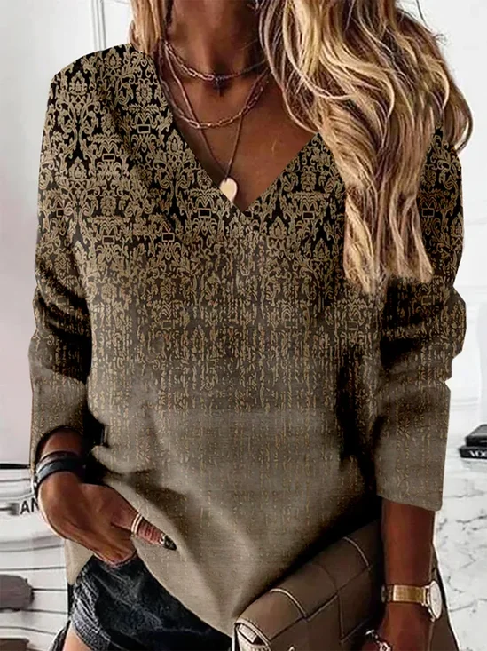 Sweat-shirts Décontracté Ombre Printemps / Automne Polyester Micro-élasticité Quotidien Ample Régulier Droit pour Femmes