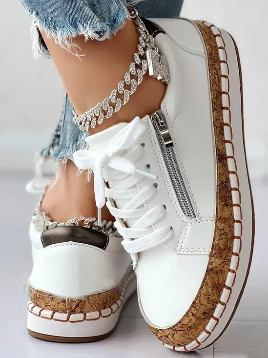 Mocassins Décontracté Plain Toutes Les Saisons Quotidien PU à Talon Plat Bout Rond Caoutchouc Chaussures à Tige Basse pour Femmes