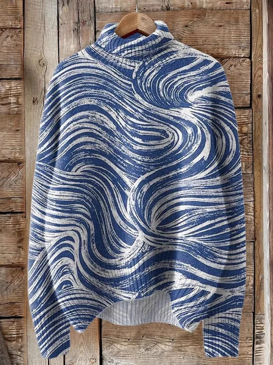 Sweat-shirts Femmes Géométrique Décontracté Printemps / Automne Polyester Micro-élasticité Ample Manches Longues Col Roulé Régulier