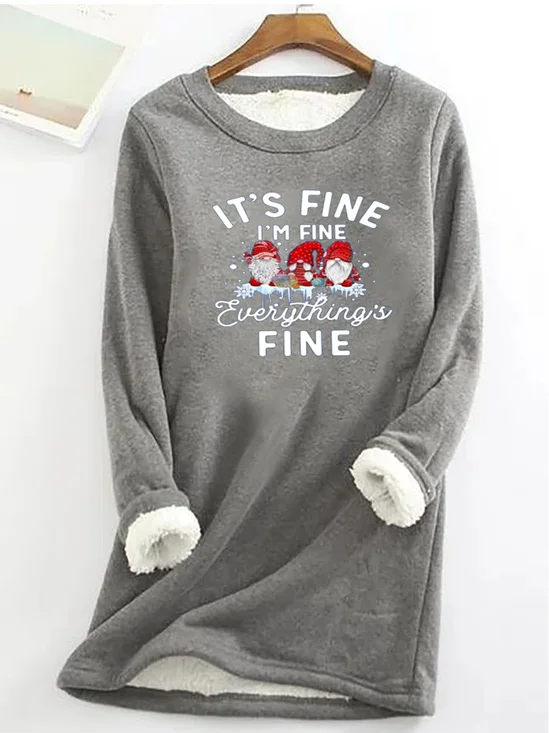 Sweat-shirts Décontracté Hiver Noël Aucune élasticité Quotidien Ample Col Rond Mi-long en Toison pour Femmes