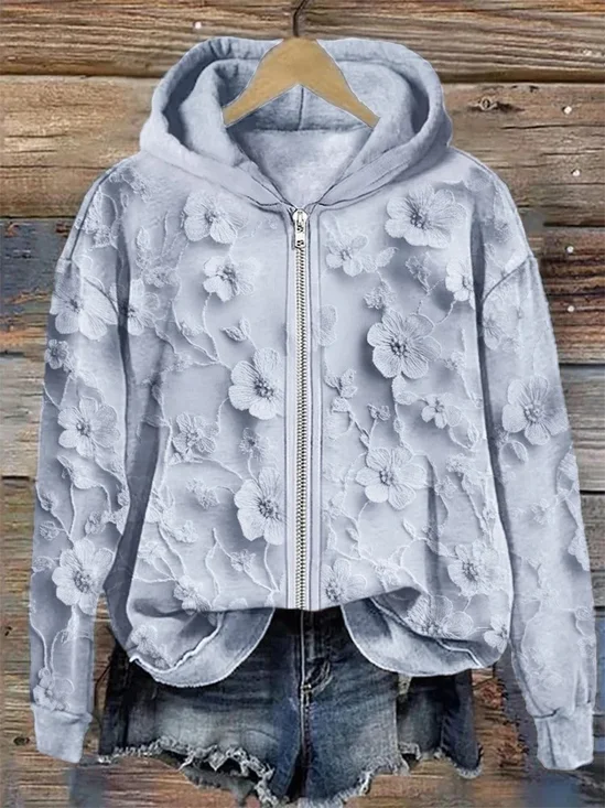 à Capuche Rétro Printemps / Automne impression en 3D Sweat-shirt à Capuche Micro-élasticité Ample Manches Longues Régulier Droit pour Femmes