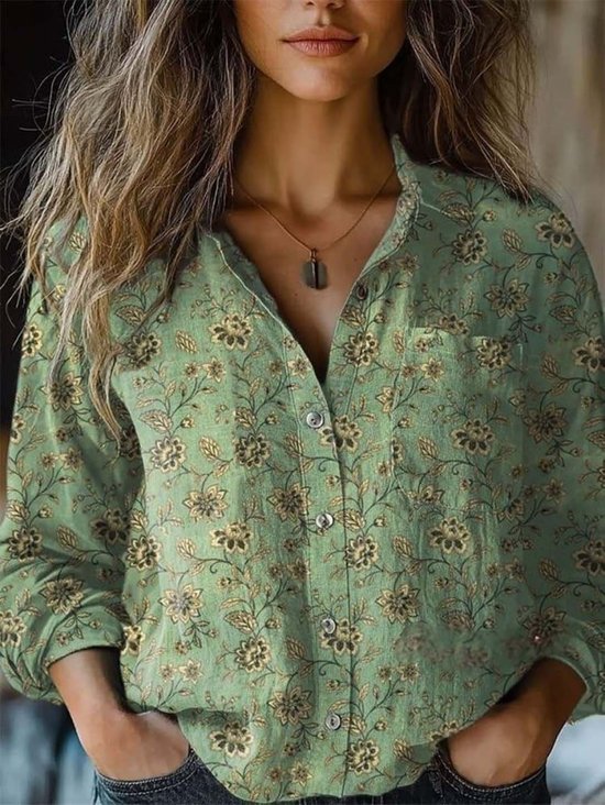 Chemises Rétro Printemps / Automne impression en 3D Polyester Micro-élasticité Vacances Ample Régulier Droit pour Femmes