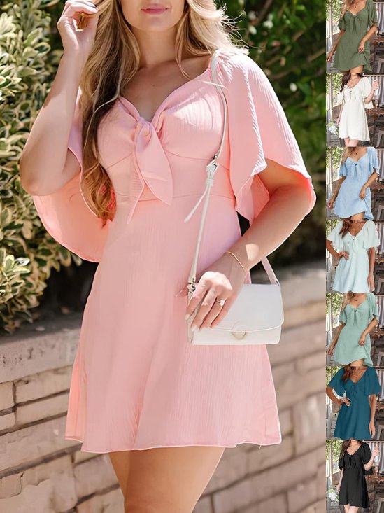 Robes Femmes Décontracté Plain Été Joint Fendu Manche Dolman Journée Trapèze Jupe à volants Non