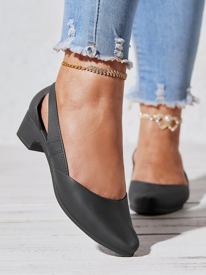 Mocassins Décontracté Plain Toutes Les Saisons Portable Vacances Évidé à Bout Pointu Chaussures à Tige Basse PVC pour Femmes