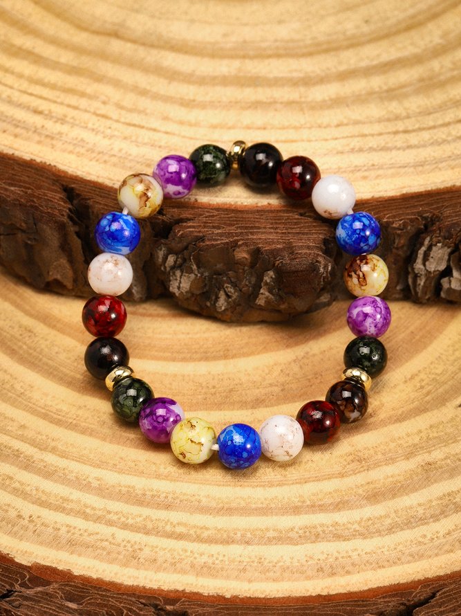 Bracelet Vintage Bloc de Couleur   Perles Cristal Plage Style Cha?ne Bracelets Cristal
