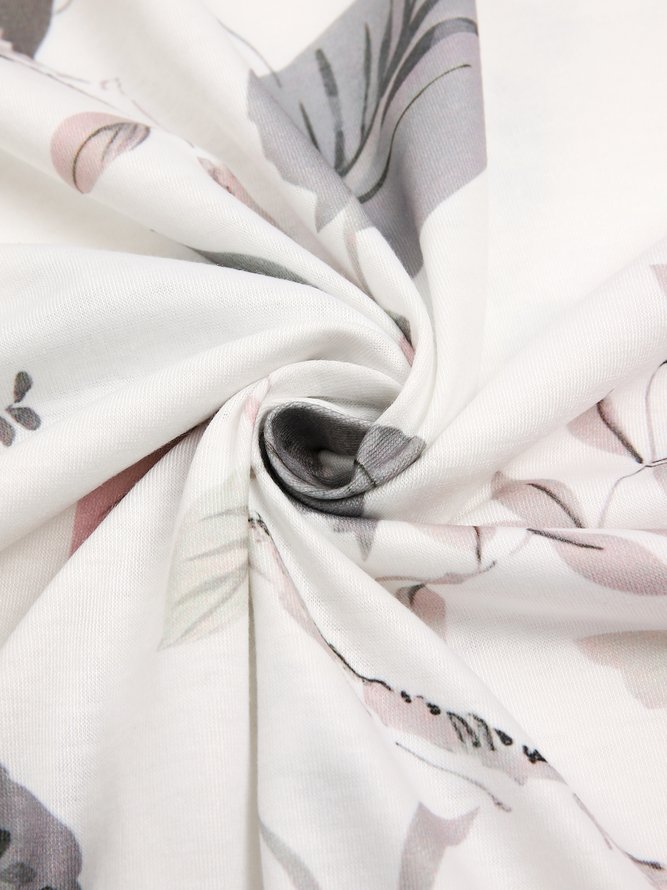 Robes Fleuri Vacances Printemps Polyester Col en V Trapèze Micro-élasticité Mini Fit pour Femme
