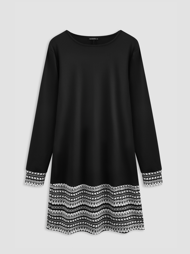 Robe Décontracté Imprimé Trapèze Naturel Léger  Longue  Manche Longue