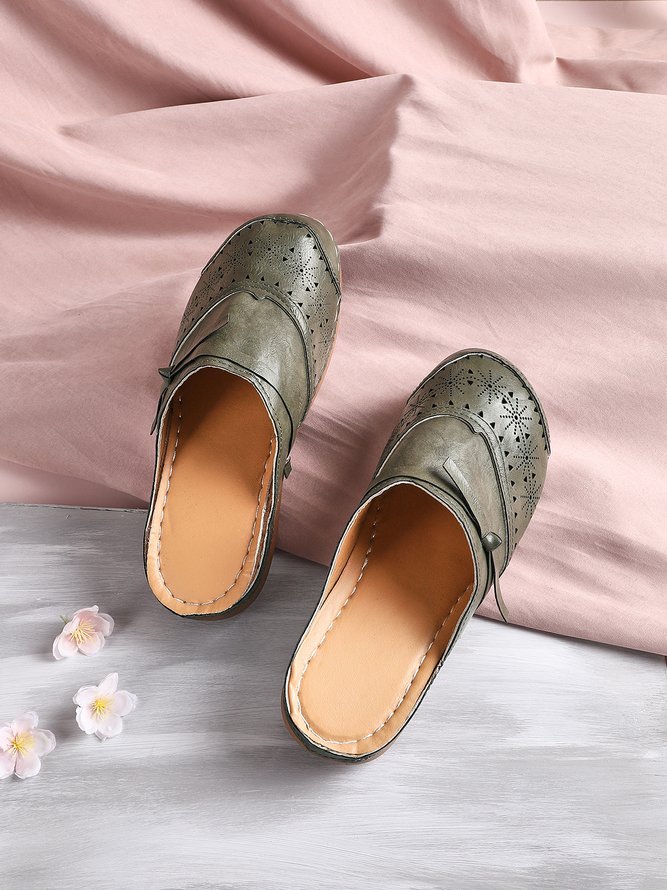 Appartements Femme Vintage Plaine Printemps Respirant Talon Bas Style Vintage Pu Birkenstock Polyuréthane
