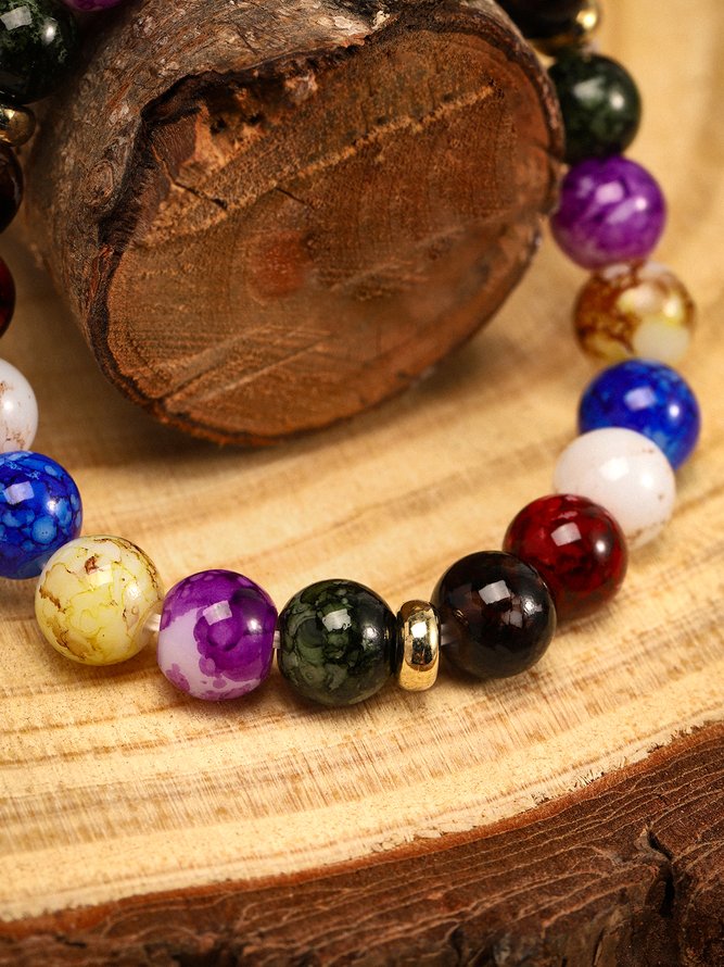 Bracelet Vintage Bloc de Couleur   Perles Cristal Plage Style Cha?ne Bracelets Cristal