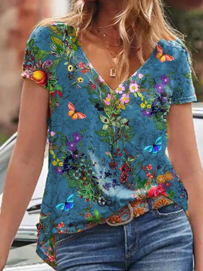 Printed Floral Casual T-shirt