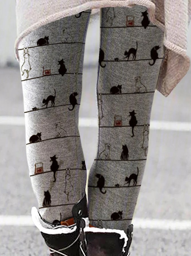 Leggings décontracté dessin animé hiver mi-poids haute élasticité mi-taille Legging serré long pour les femmes