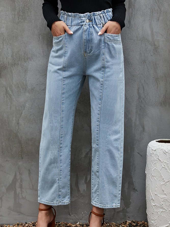 Jeans Femme Vacances Hiver Solide Polyester Pas d'élasticité Vacances Taille moyenne Taille élastique Jambe droite