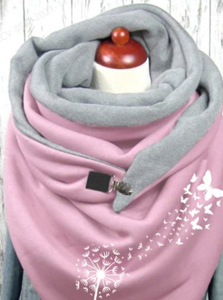 Écharpe Casual Floral Hiver Femme Bouton Coton-Mélangé pour Femme