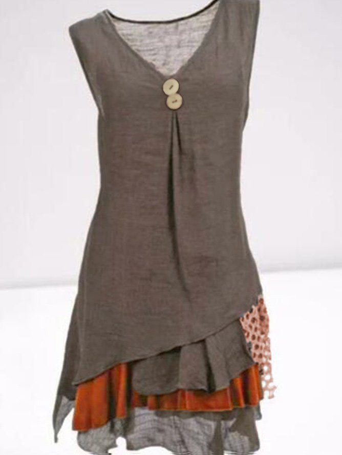 Robes Femme Décontracté Uni Toute la saison Trapèze Poids moyen Quotidien Patchwork Coupe décontractée