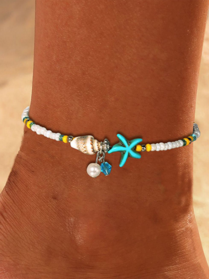 Bracelet de Cheville Femme Décontracté Bloc de Couleur Toutes Saisons Perlage Coquillage Femme Meilleure Vente Coquillage