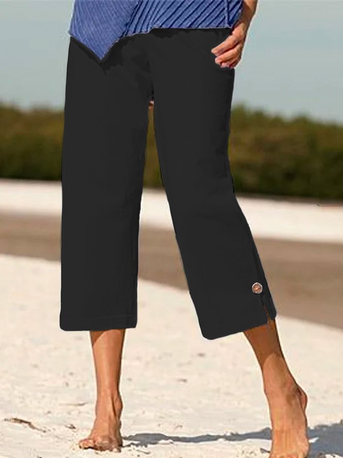 Pantalons Plain Toutes Les Saisons Décontracté Naturel Aucune élasticité Quotidien Ample adapté Droit pour Femmes