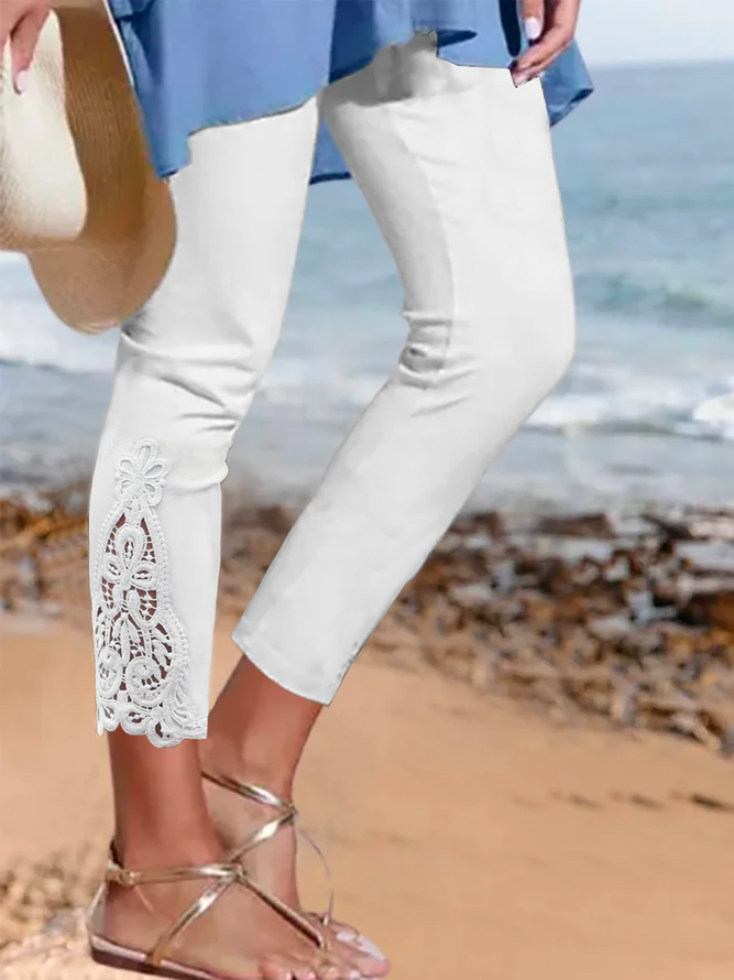 Pantalons De Yoga Décontracté Plain Toutes Les Saisons Naturel Micro-élasticité Quotidien Pantalon à la cheville Pantalon droit Droit pour Femmes