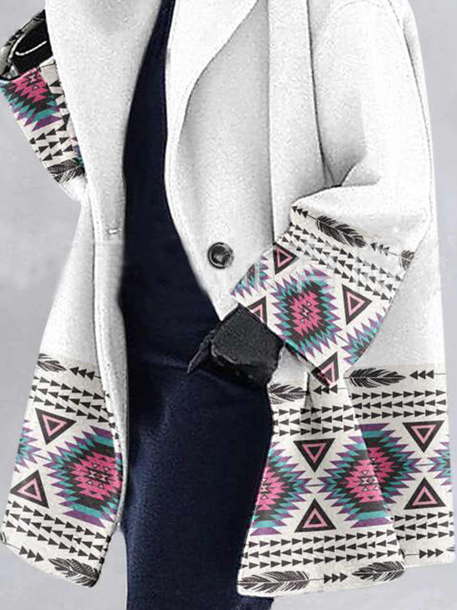 Femme Décontracté Ethnique Hiver Non élasticité  Ample en Laine Droit Régulier  Manteau