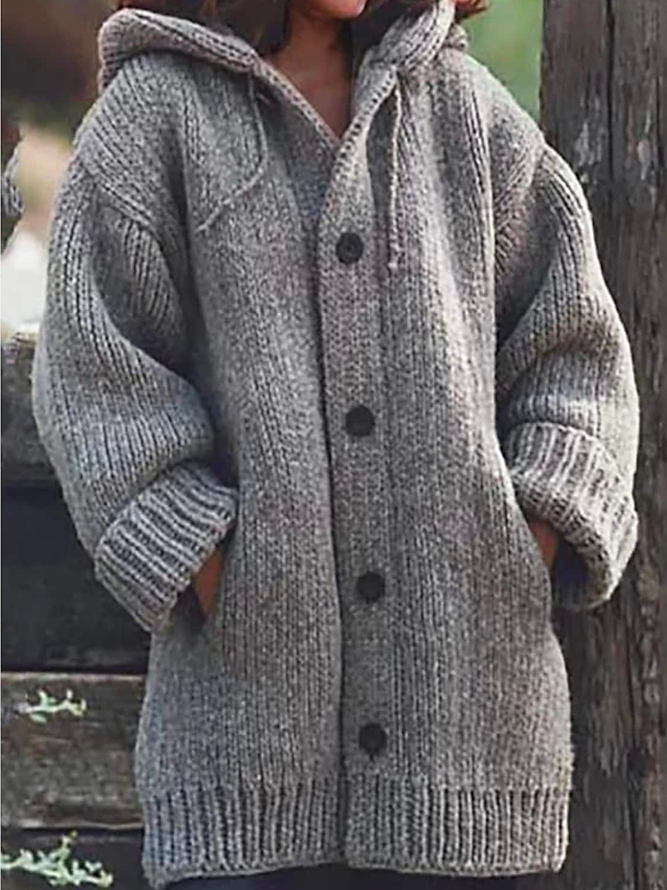 Pull Manteau Décontracté Plain Hiver Sweat-shirt à Capuche  Ample  Manche LongueMi-longue-Long H-ligne