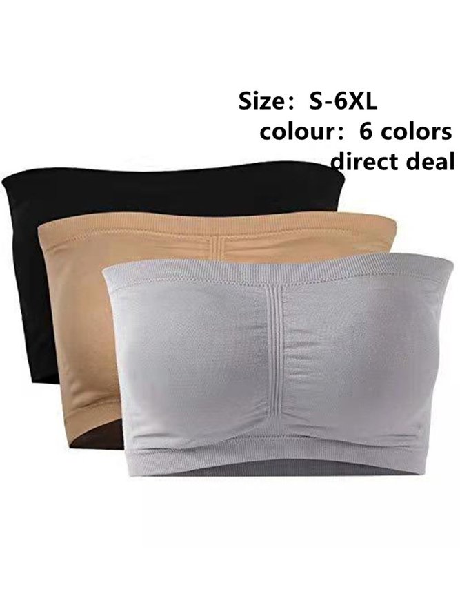tube Soutien-gorge Femmes Décontracté Plain Toutes Les Saisons Polyester à Haute Élasticité Vacances Bonnet 3/4 Haut-Élastique Sans Manches
