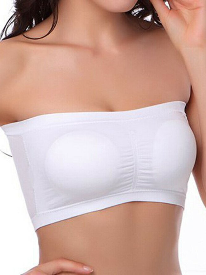 tube Soutien-gorge Femmes Décontracté Plain Toutes Les Saisons Polyester à Haute Élasticité Vacances Bonnet 3/4 Haut-Élastique Sans Manches