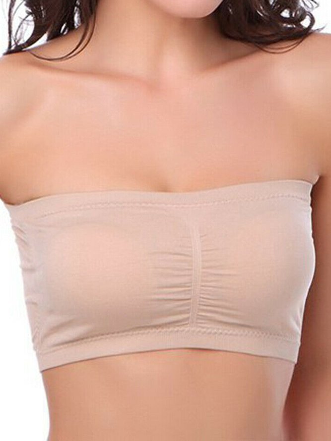 tube Soutien-gorge Femmes Décontracté Plain Toutes Les Saisons Polyester à Haute Élasticité Vacances Bonnet 3/4 Haut-Élastique Sans Manches