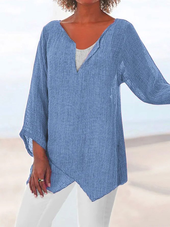 Hauts Décontracté Automne Solide Patchwork Léger Micro-élasticité Quotidien Bambou H-Line pour Femme