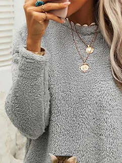 Robes Femmes Décontracté Hiver Chat Naturel Poids lourd Quotidien Col Rond Tissu pelucheux/polaire granuleux T-Robe Chemise