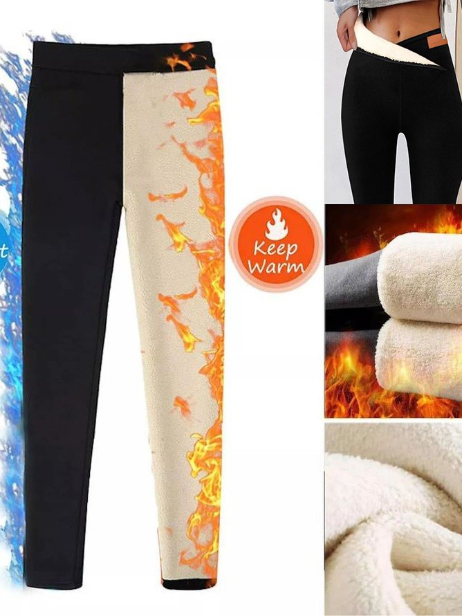 Pantalons De Yoga Femmes Décontracté Plain Hiver Tissu pelucheux/polaire granuleux Naturel Micro-Élasticité Serré chaleur Legging