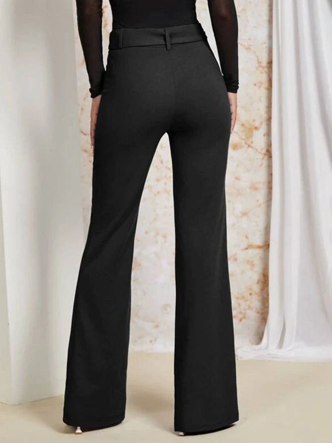 Mode Pantalons Femmes Plain Printemps Urbain Naturel à Haute Élasticité Cloche-Bas de pantalon Laine/Tricot x-ligne Régulier