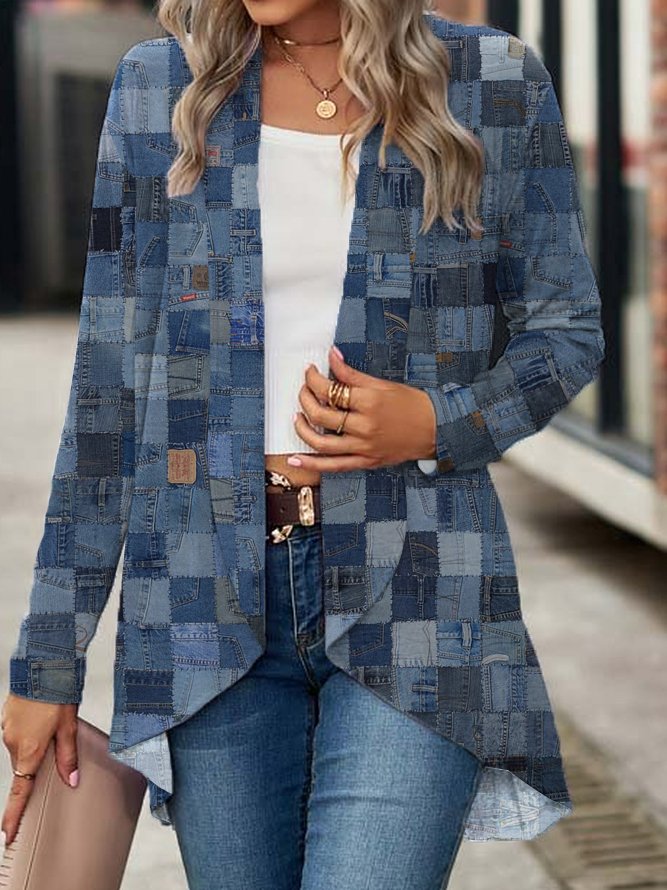 Autre Manteau Géométrique Décontracté Hiver Naturel Micro-élasticité Ample Régulier Droit Régulier pour Femmes