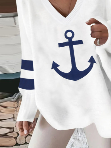 Sweat-shirts Femmes Décontracté Hiver Mer Col V Naturel Ample Régulier Droit Élasticité moyenne