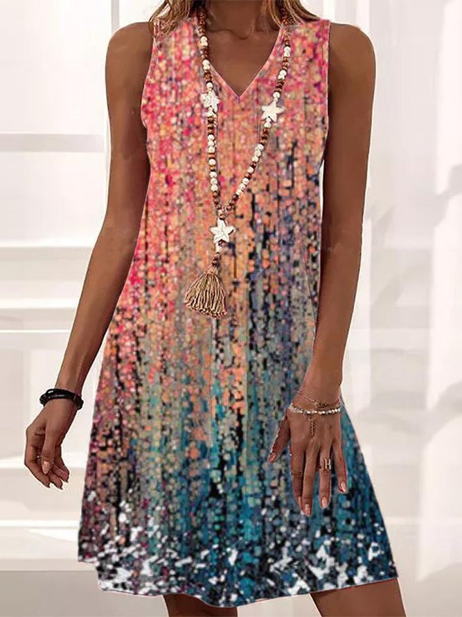 Robes Femmes Décontracté Ombre Été Polyester Naturel Quotidien Jupe Sans Manches Robe t-shirt