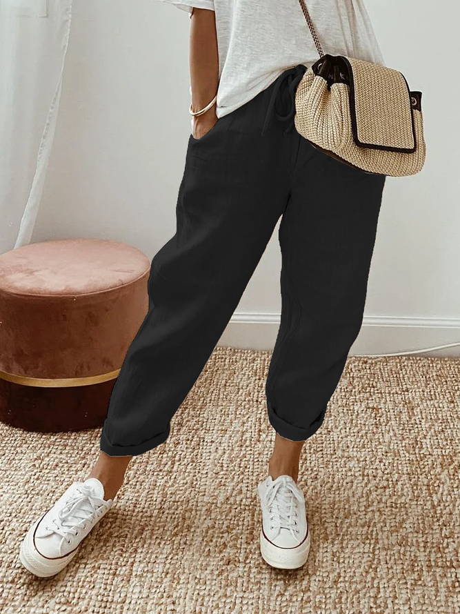 Pantalons Décontracté Plain Toutes Les Saisons Naturel Quotidien Pantalon droit Droit Régulier Mini pour Femmes