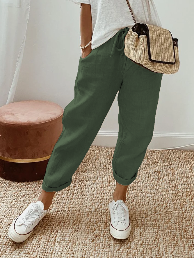 Pantalons Décontracté Plain Toutes Les Saisons Naturel Quotidien Pantalon droit Droit Régulier Mini pour Femmes